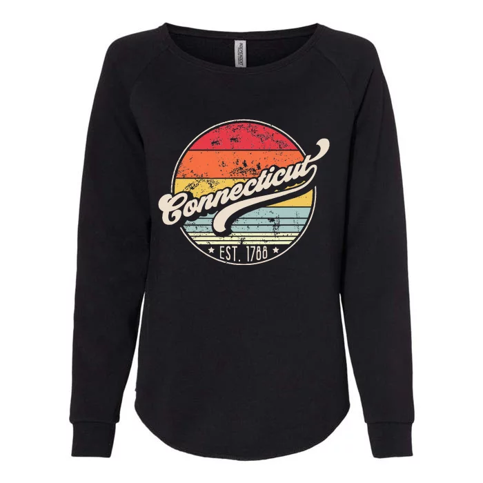 Retro Connecticut Home State Ct Cool 70s Style Sunset Womens California Wash Sweatshirt