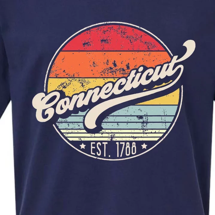 Retro Connecticut Home State Ct Cool 70s Style Sunset Sueded Cloud Jersey T-Shirt