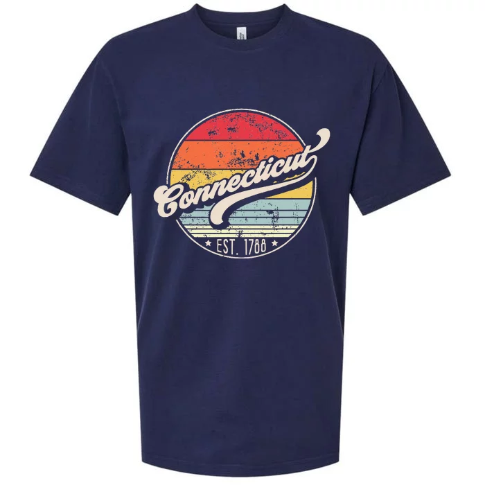 Retro Connecticut Home State Ct Cool 70s Style Sunset Sueded Cloud Jersey T-Shirt