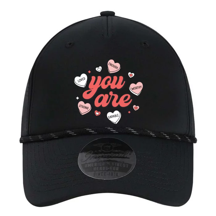 Retro Candy Heart Teacher Valentines Day You Are Enough Performance The Dyno Cap