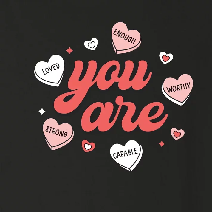 Retro Candy Heart Teacher Valentines Day You Are Enough Toddler Long Sleeve Shirt