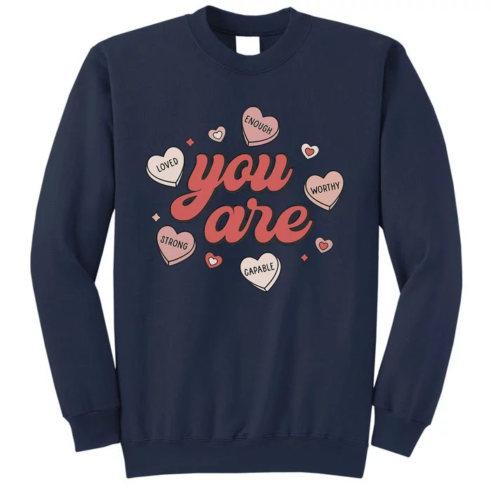 Retro Candy Heart Teacher Day You Are Enough Sweatshirt