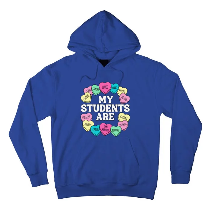 Retro Candy Heart Teacher ValentineS Positive Affirmation Tall Hoodie