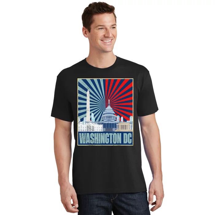 Retro Capitol Hill Washington DC American Flag 4th Of July T-Shirt