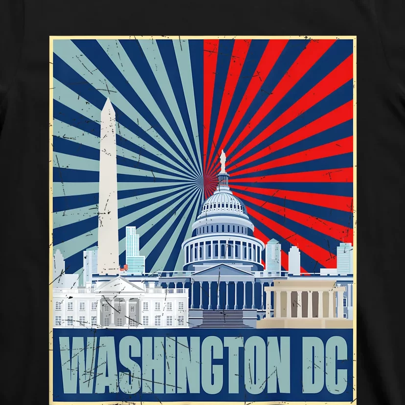 Retro Capitol Hill Washington DC American Flag 4th Of July T-Shirt