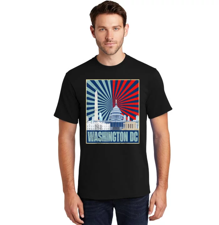 Retro Capitol Hill Washington DC American Flag 4th Of July Tall T-Shirt