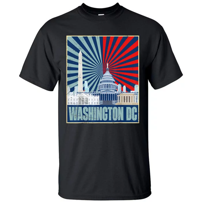 Retro Capitol Hill Washington DC American Flag 4th Of July Tall T-Shirt