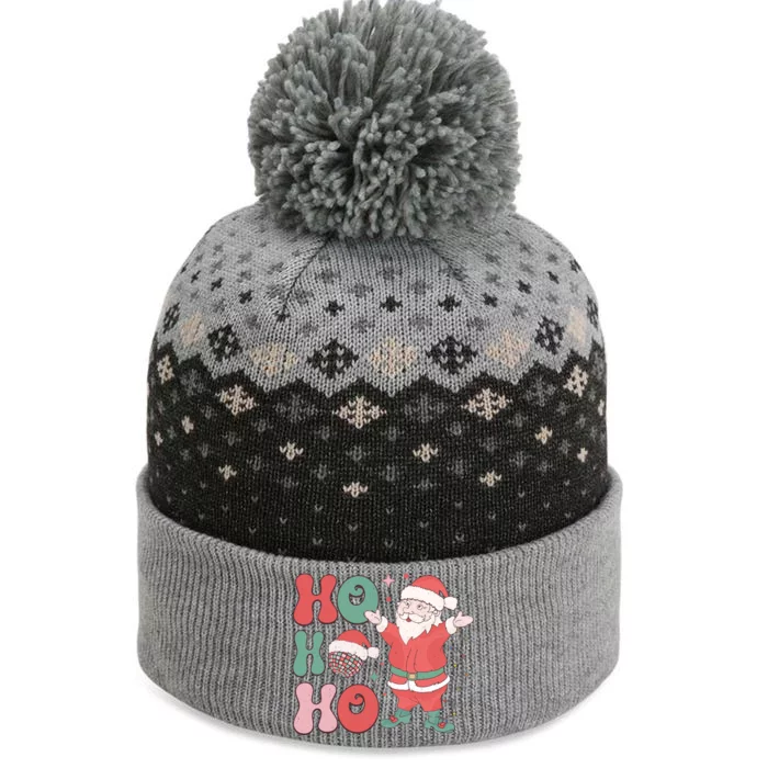 Retro Christmas Ho Ho Ho Design The Baniff Cuffed Pom Beanie