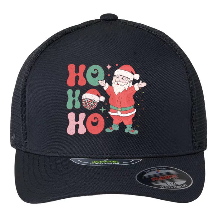 Retro Christmas Ho Ho Ho Design Flexfit Unipanel Trucker Cap