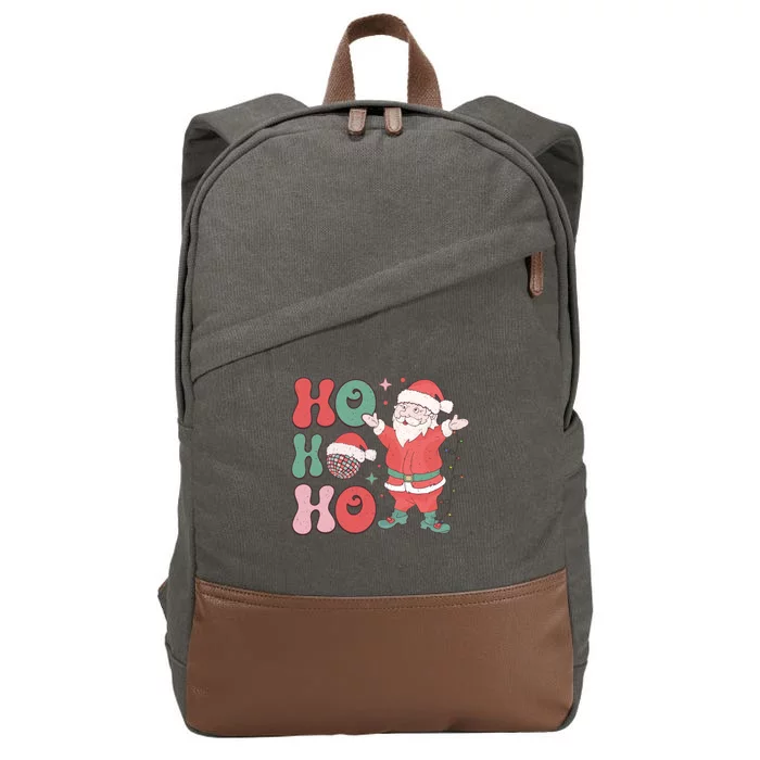 Retro Christmas Ho Ho Ho Design Cotton Canvas Backpack