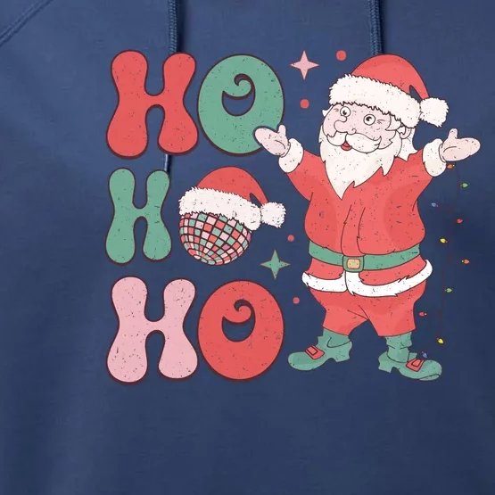 Retro Christmas Ho Ho Ho Design Performance Fleece Hoodie