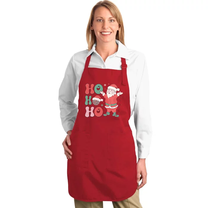 Retro Christmas Ho Ho Ho Design Full-Length Apron With Pocket