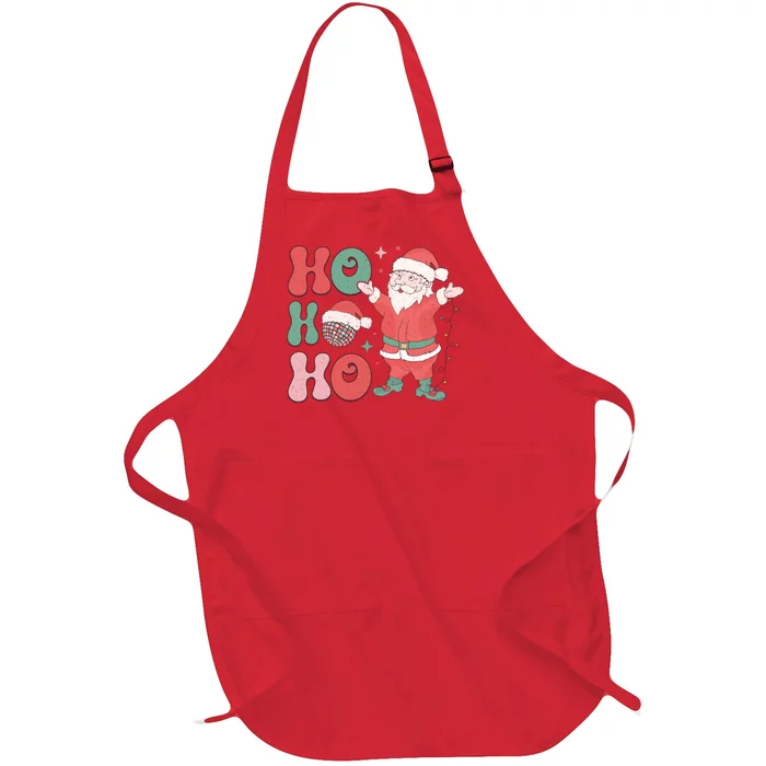 Retro Christmas Ho Ho Ho Design Full-Length Apron With Pocket