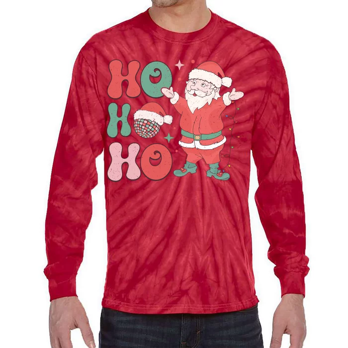 Retro Christmas Ho Ho Ho Design Tie-Dye Long Sleeve Shirt