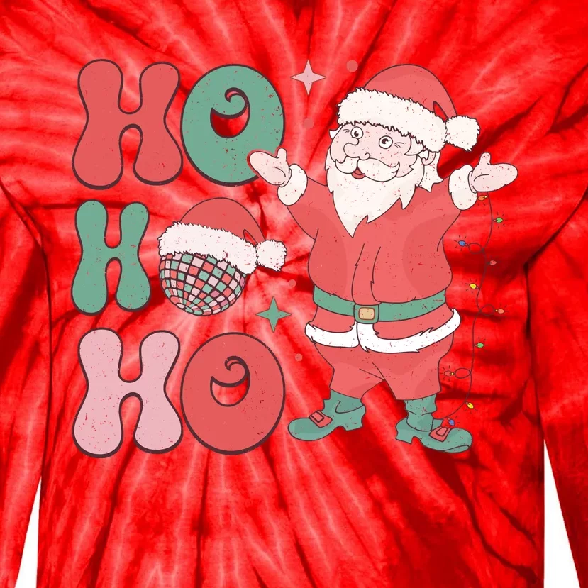 Retro Christmas Ho Ho Ho Design Tie-Dye Long Sleeve Shirt