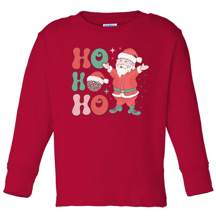 Retro Christmas Ho Ho Ho Design Toddler Long Sleeve Shirt