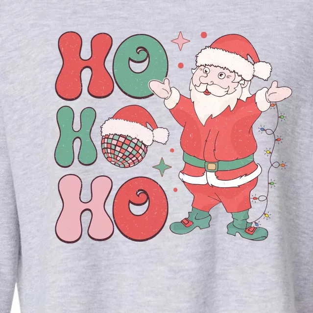 Retro Christmas Ho Ho Ho Design Cropped Pullover Crew