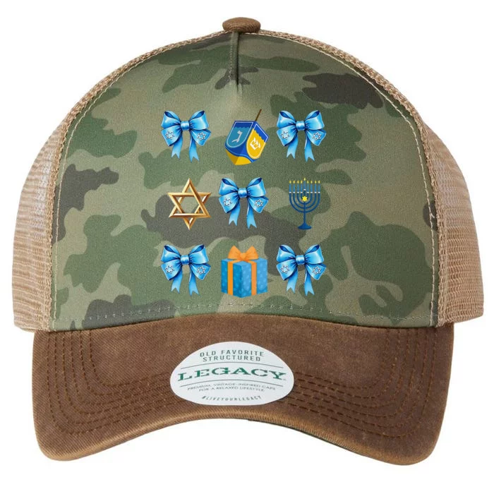 Retro Coquette Hanukkah Dreidel Menorah Chanukah Jewish Legacy Tie Dye Trucker Hat