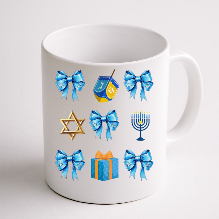 Retro Coquette Hanukkah Dreidel Menorah Chanukah Jewish Front & Back Coffee Mug