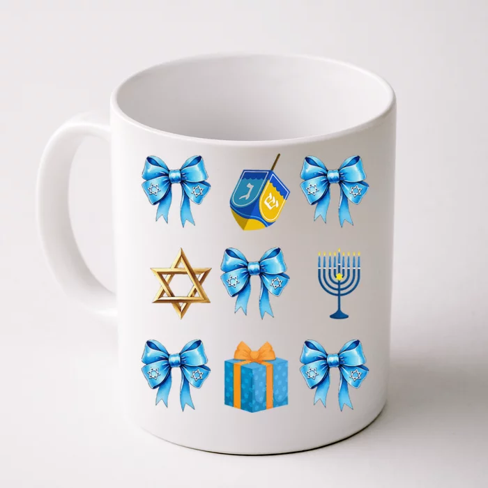 Retro Coquette Hanukkah Dreidel Menorah Chanukah Jewish Front & Back Coffee Mug