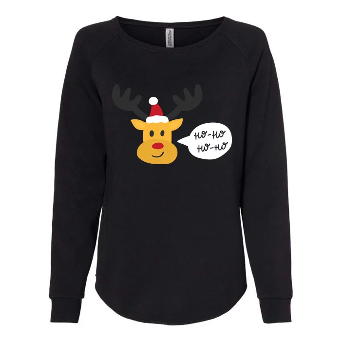 Reindeer Cartoon Ho Ho Cute Christmas Gift Womens California Wash Sweatshirt