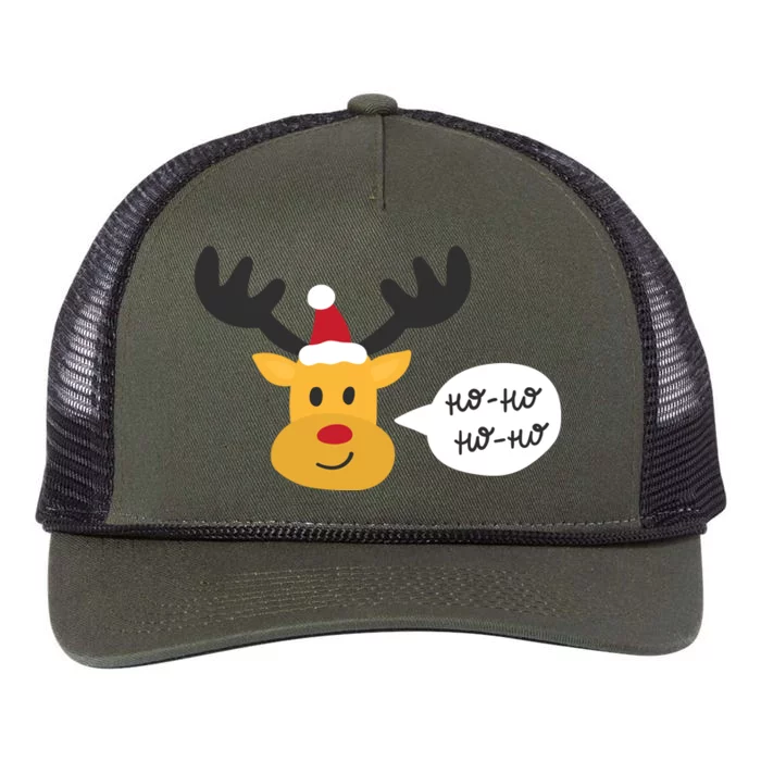 Reindeer Cartoon Ho Ho Cute Christmas Gift Retro Rope Trucker Hat Cap