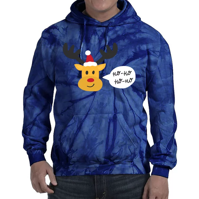 Reindeer Cartoon Ho Ho Cute Christmas Gift Tie Dye Hoodie