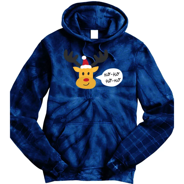 Reindeer Cartoon Ho Ho Cute Christmas Gift Tie Dye Hoodie