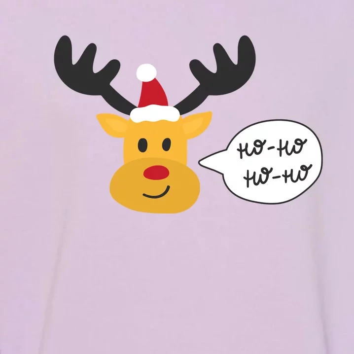 Reindeer Cartoon Ho Ho Cute Christmas Gift Garment-Dyed Sweatshirt