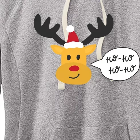 Reindeer Cartoon Ho Ho Cute Christmas Gift Women's Fleece Hoodie