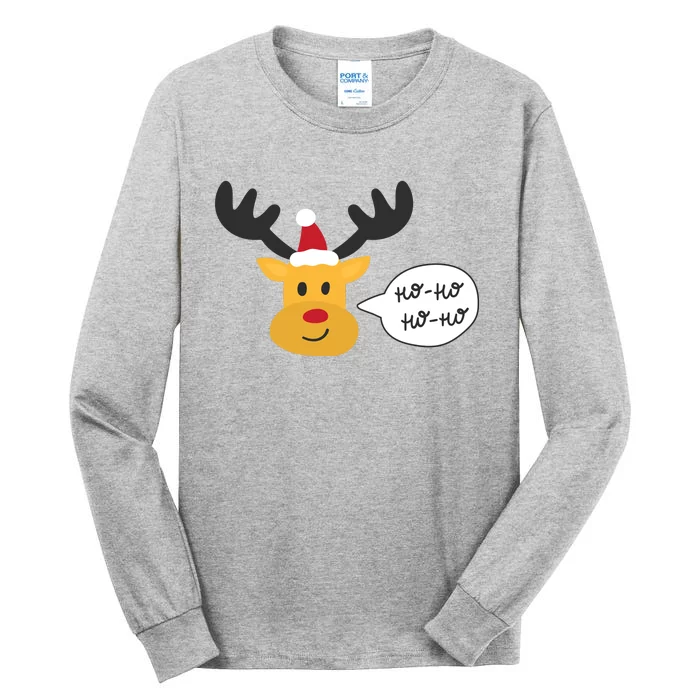 Reindeer Cartoon Ho Ho Cute Christmas Gift Tall Long Sleeve T-Shirt