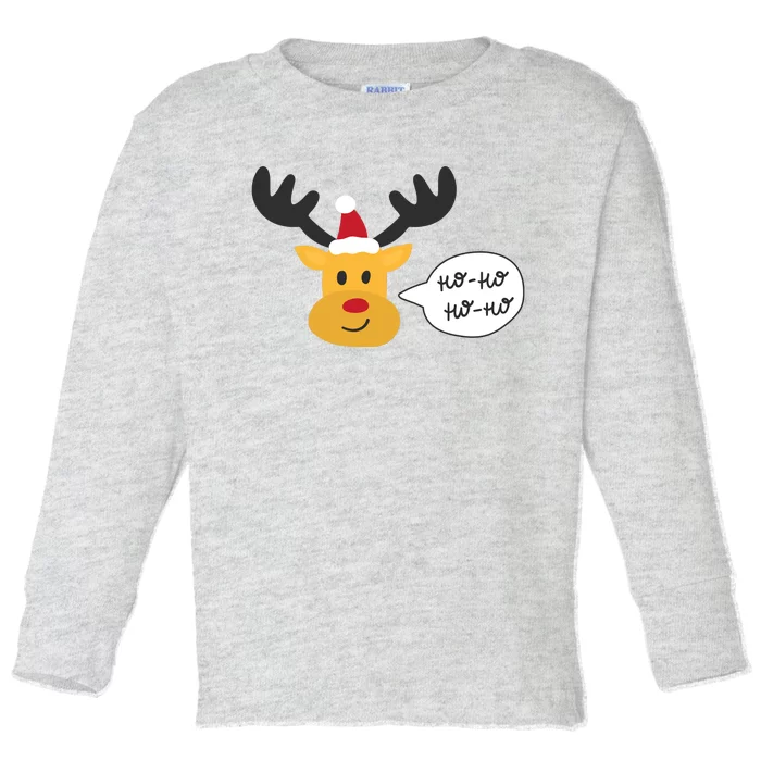 Reindeer Cartoon Ho Ho Cute Christmas Gift Toddler Long Sleeve Shirt