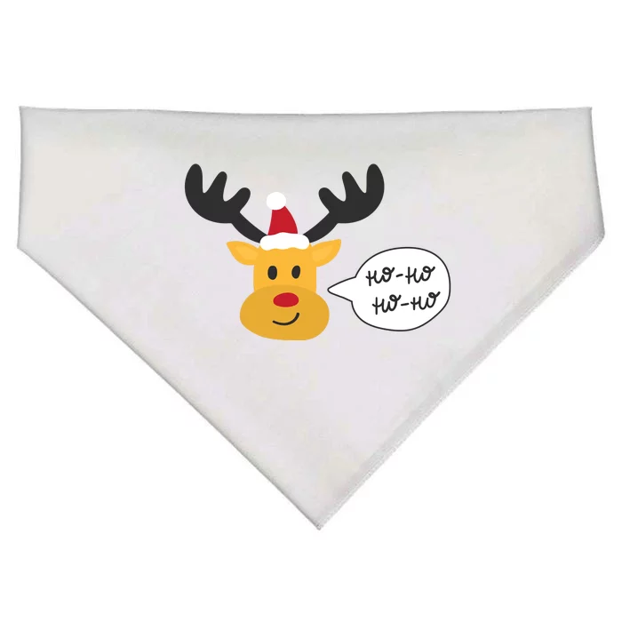 Reindeer Cartoon Ho Ho Cute Christmas Gift USA-Made Doggie Bandana