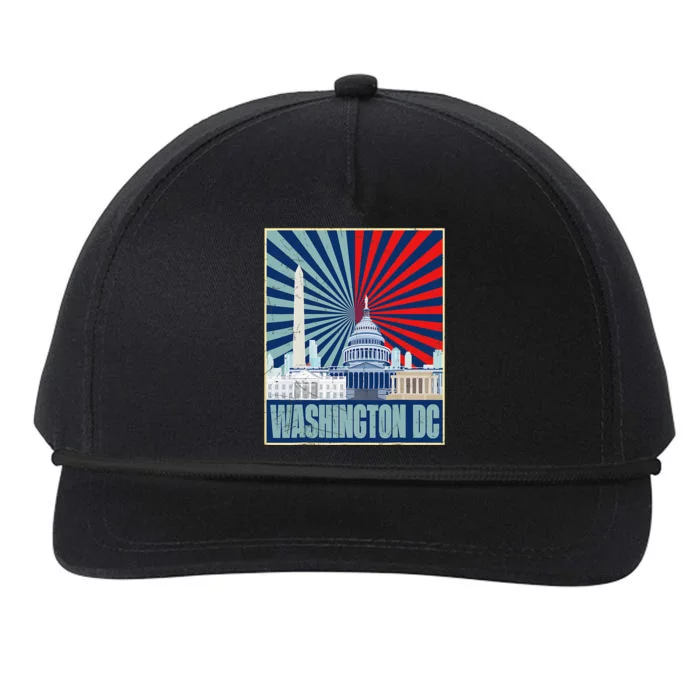 Retro Capitol Hill Washington DC American Flag 4th Of July Snapback Five-Panel Rope Hat