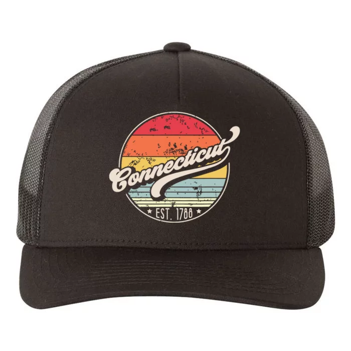 Retro Connecticut Home State Ct Cool 70s Style Sunset Yupoong Adult 5-Panel Trucker Hat