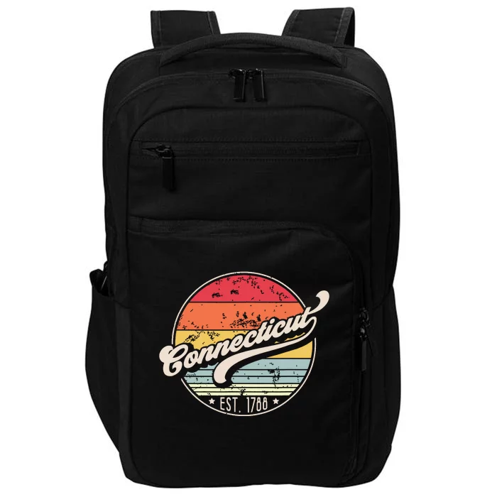 Retro Connecticut Home State Ct Cool 70s Style Sunset Impact Tech Backpack