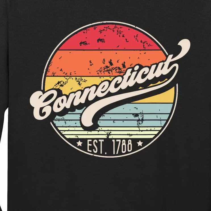 Retro Connecticut Home State Ct Cool 70s Style Sunset Tall Long Sleeve T-Shirt