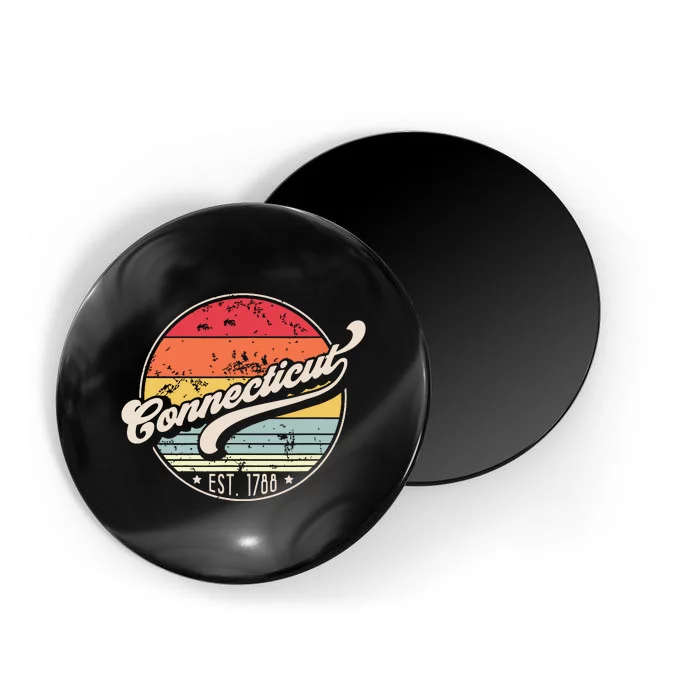 Retro Connecticut Home State Ct Cool 70s Style Sunset Magnet