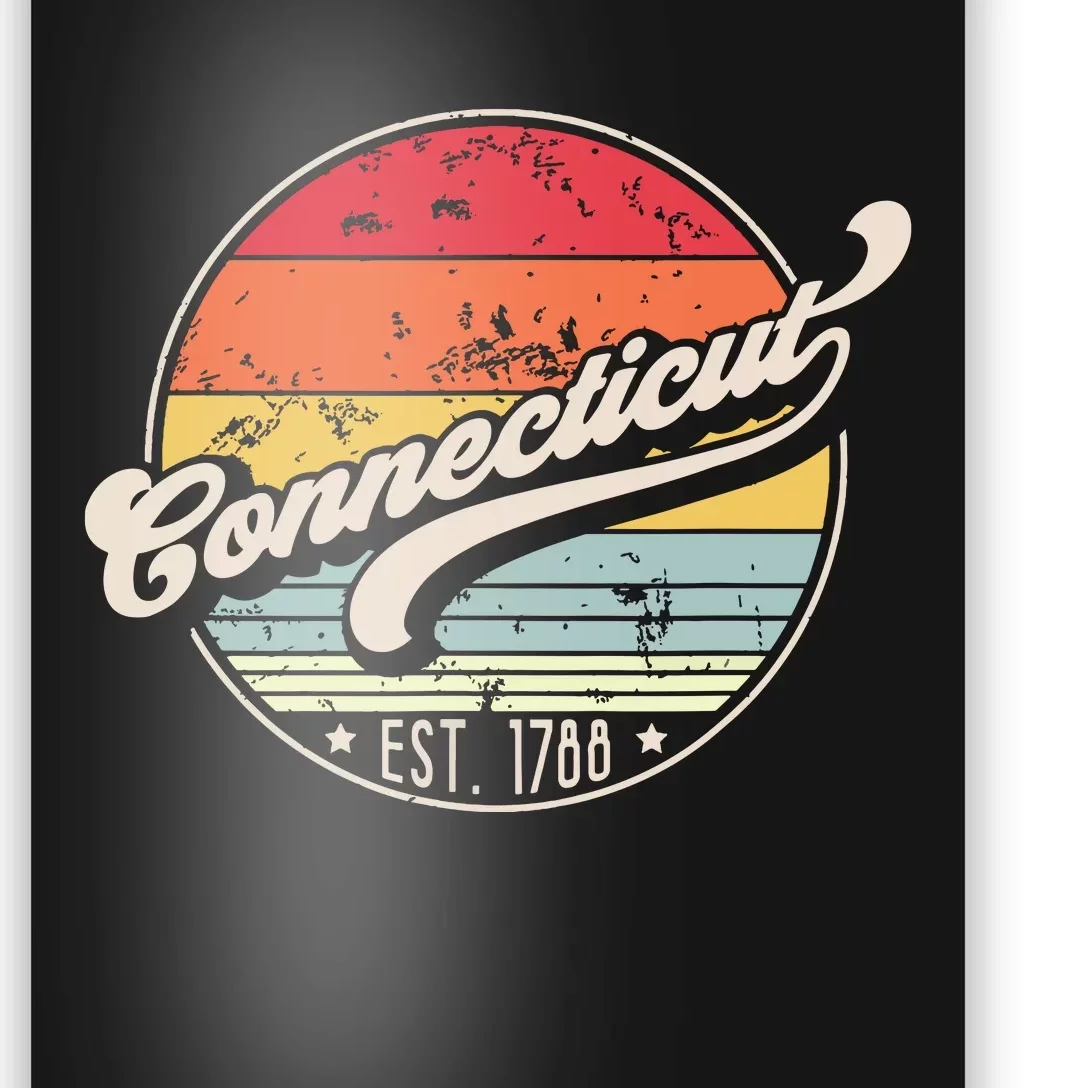 Retro Connecticut Home State Ct Cool 70s Style Sunset Poster