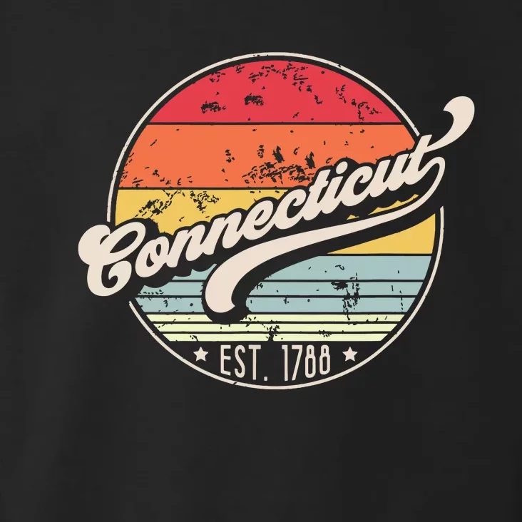 Retro Connecticut Home State Ct Cool 70s Style Sunset Toddler Hoodie