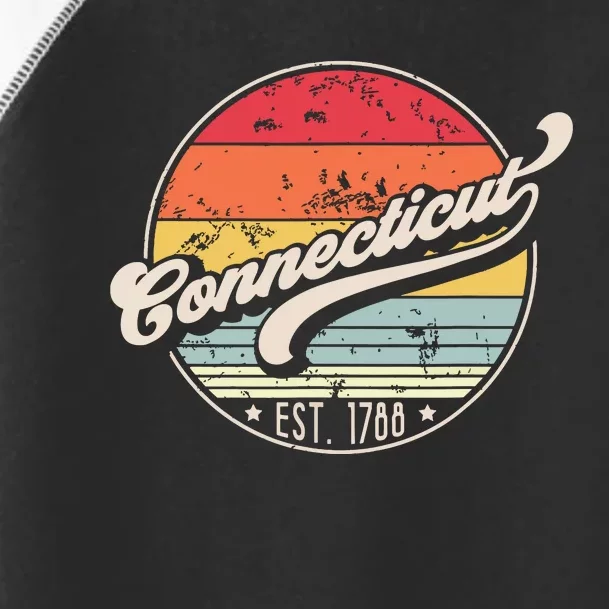 Retro Connecticut Home State Ct Cool 70s Style Sunset Toddler Fine Jersey T-Shirt