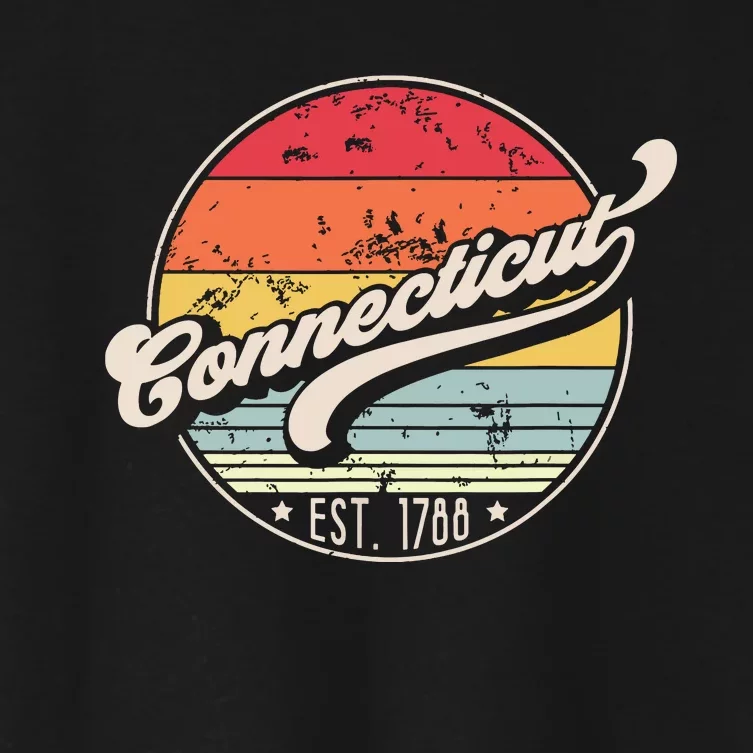 Retro Connecticut Home State Ct Cool 70s Style Sunset Women's Crop Top Tee