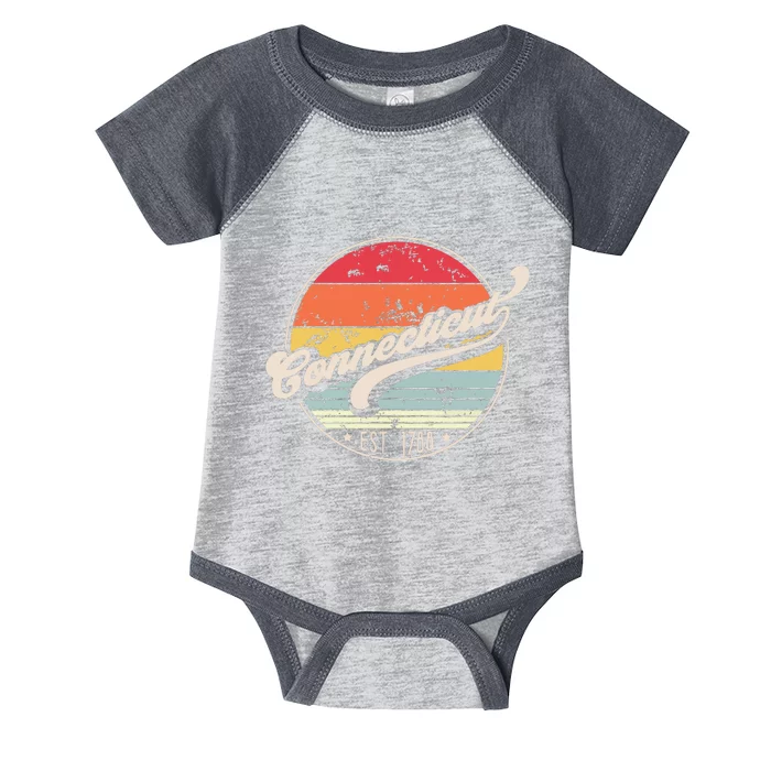 Retro Connecticut Home State Ct Cool 70s Style Sunset Infant Baby Jersey Bodysuit