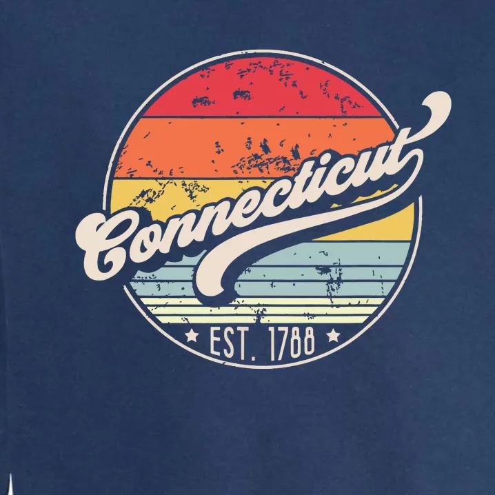 Retro Connecticut Home State Ct Cool 70s Style Sunset Garment-Dyed Sweatshirt