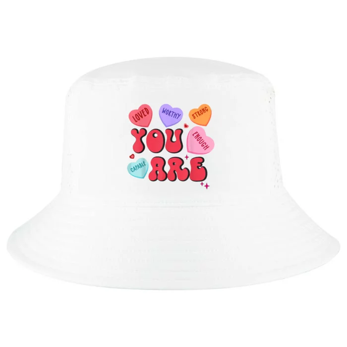 Retro Candy Heart Teacher Valentines Day You Enough Cool Comfort Performance Bucket Hat