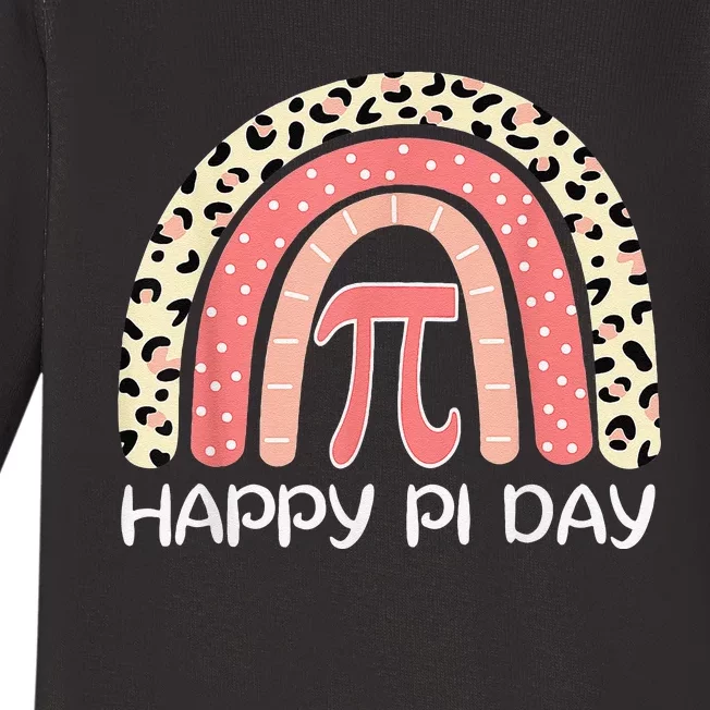 Rainbow Cheetah Happy Pi Day Math 3 14 Symbol Teacher Baby Long Sleeve Bodysuit