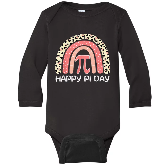 Rainbow Cheetah Happy Pi Day Math 3 14 Symbol Teacher Baby Long Sleeve Bodysuit