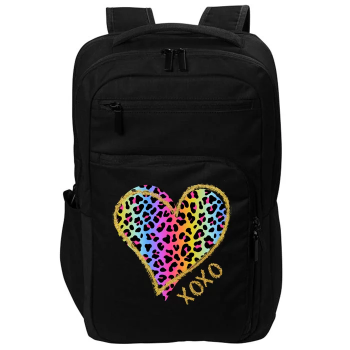 Rainbow Cheetah Heart Xoxo Impact Tech Backpack