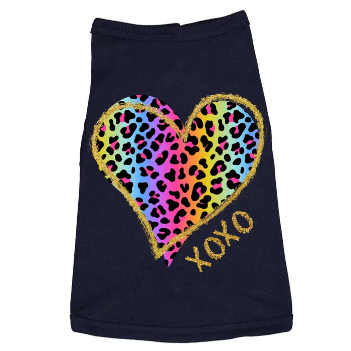 Rainbow Cheetah Heart Xoxo Doggie Tank