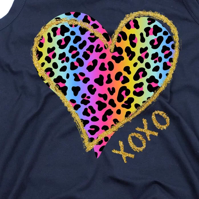 Rainbow Cheetah Heart Xoxo Tank Top